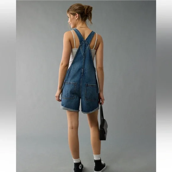 American Eagle Baggy Denim Short Overall - Picture 2 of 8